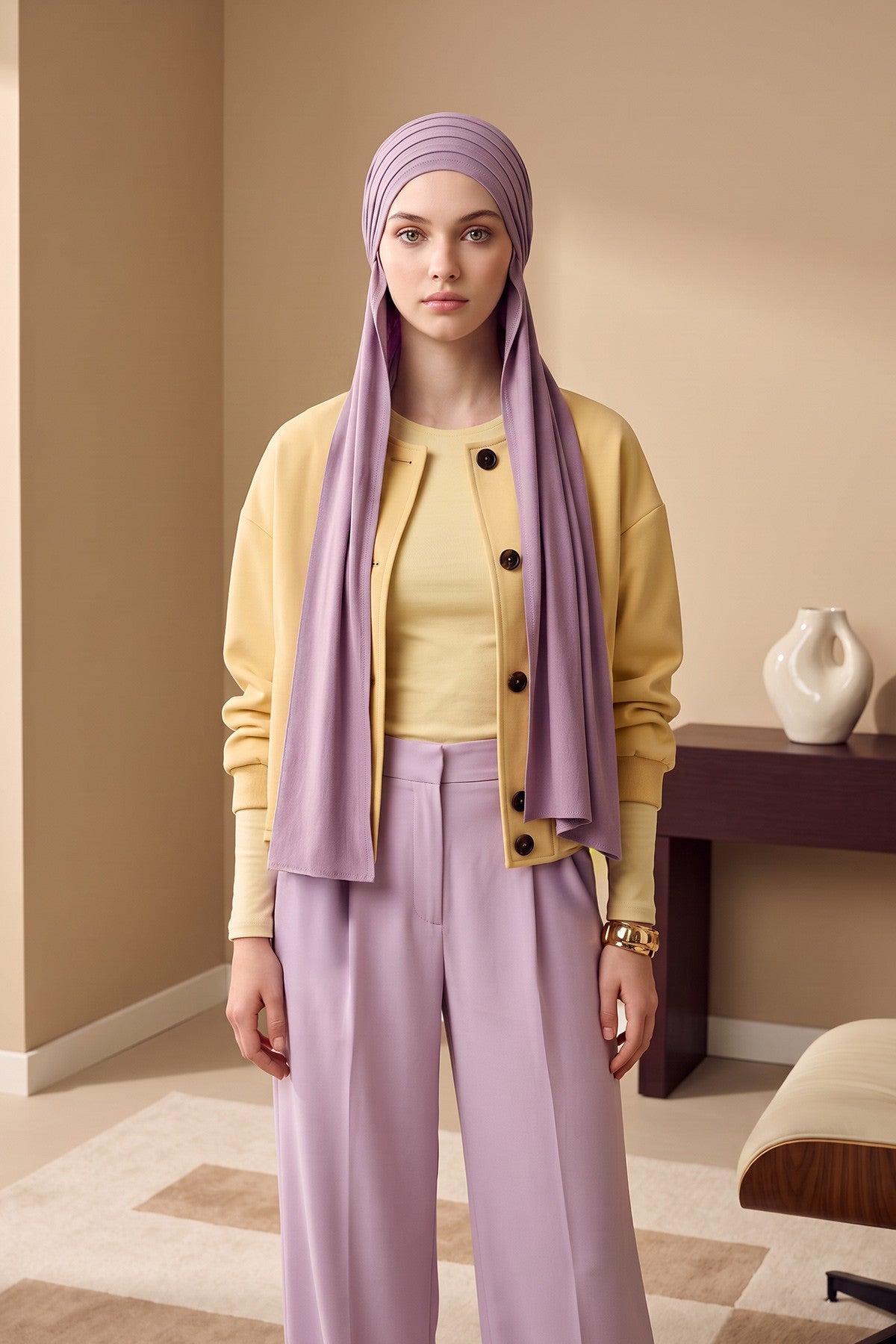 Two-Piece Jersey Hijab Set – Soft Scarf and Matching Undercap, Plain Jersey Hijab & Undercap Set for Everyday Wear,PS-57