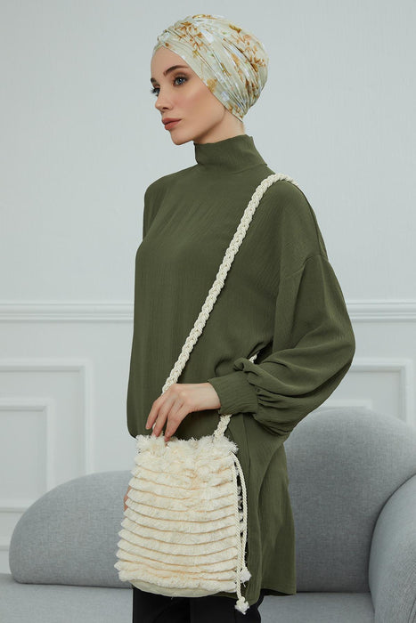 Unique Saddlebag Braided Long Strap with Tassels Daily Shoulder Bag, Vanity Bag,CE-11