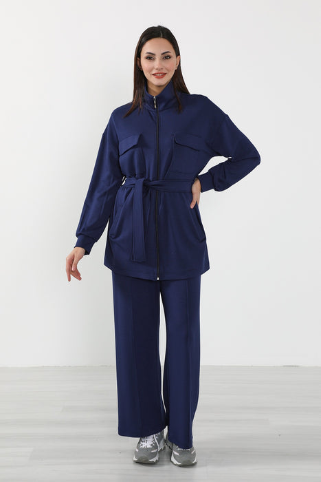 Utility Zippered Jacket with Belt for Women,SW-09