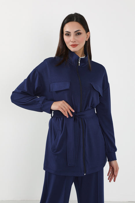 Utility Zippered Jacket with Belt for Women,SW-09