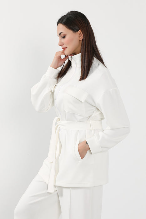 Utility Zippered Jacket with Belt for Women,SW-09