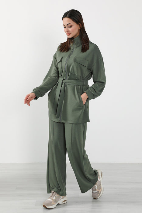 Utility Zippered Jacket with Belt for Women,SW-09