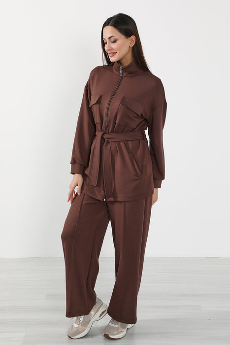 Utility Zippered Jacket with Belt for Women,SW-09