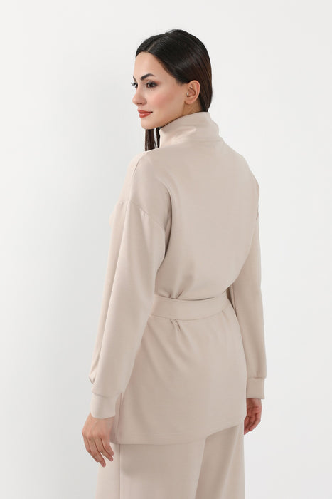 Utility Zippered Jacket with Belt for Women,SW-09