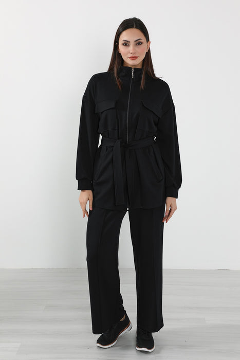 Utility Zippered Jacket with Belt for Women,SW-09