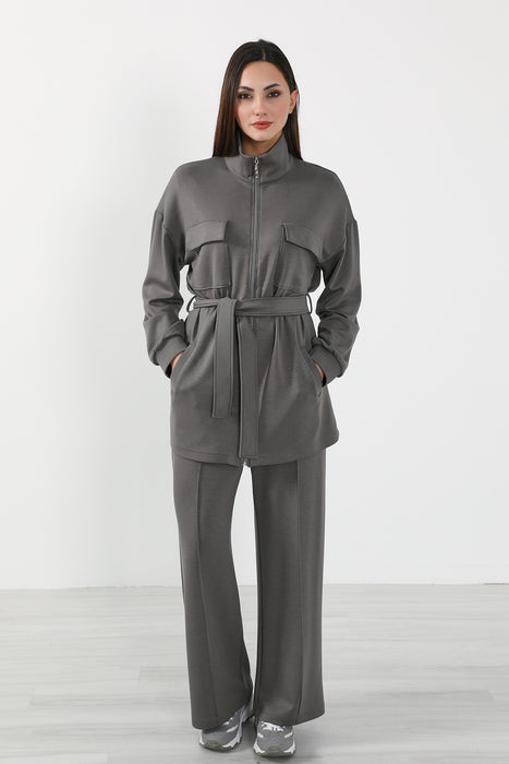 Utility Zippered Jacket with Belt for Women,SW-09