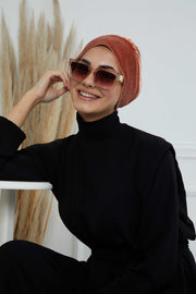 Velvet Easy Wrap Instant Turban for Women, Pre-Tied Turban with Long Tail at the Back Side, Super Soft High Quality Chemo Headwear,B-49K Salmon