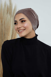 Velvet Easy Wrap Instant Turban for Women, Pre-Tied Turban with Long Tail at the Back Side, Super Soft High Quality Chemo Headwear,B-49K Mink