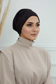 Velvet Easy Wrap Instant Turban for Women, Pre-Tied Turban with Long Tail at the Back Side, Super Soft High Quality Chemo Headwear,B-49K Black