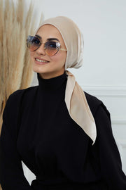 Velvet Easy Wrap Instant Turban for Women, Pre-Tied Turban with Long Tail at the Back Side, Super Soft High Quality Chemo Headwear,B-49K Beige