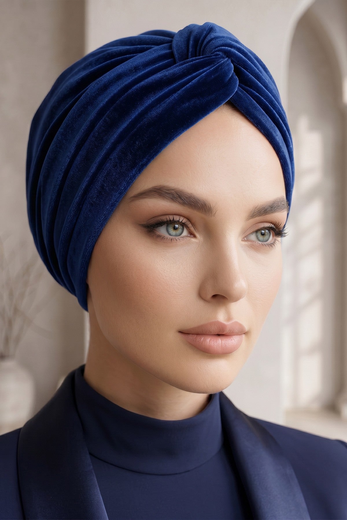 Samt-Turban-Hijab im Maharadscha-Stil für Frauen, elegantes vorgebundenes Samt-Kopftuch, luxuriöse, leichte, bescheidene Hijab-Kopfbedeckung,B-4K