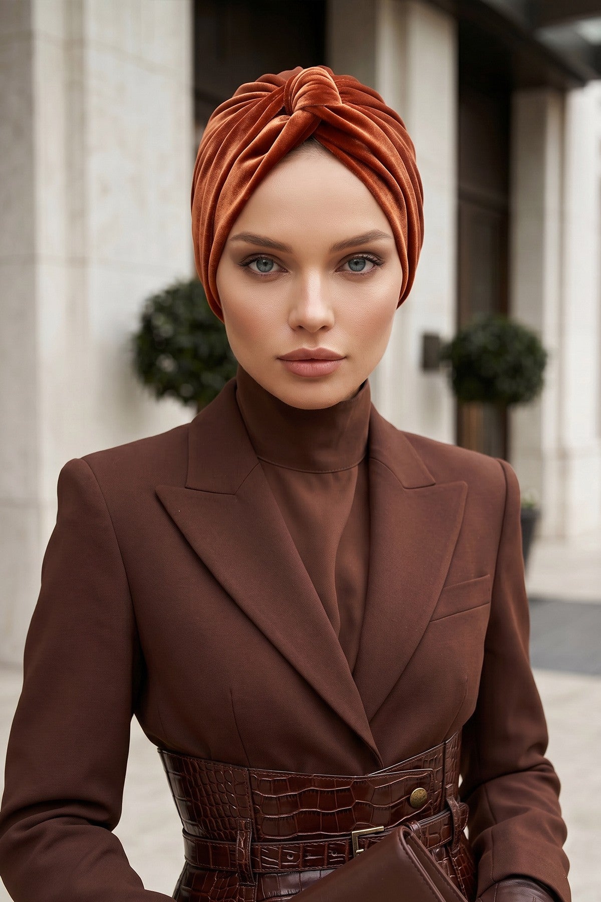 Samt-Turban-Hijab im Maharadscha-Stil für Frauen, elegantes vorgebundenes Samt-Kopftuch, luxuriöse, leichte, bescheidene Hijab-Kopfbedeckung,B-4K