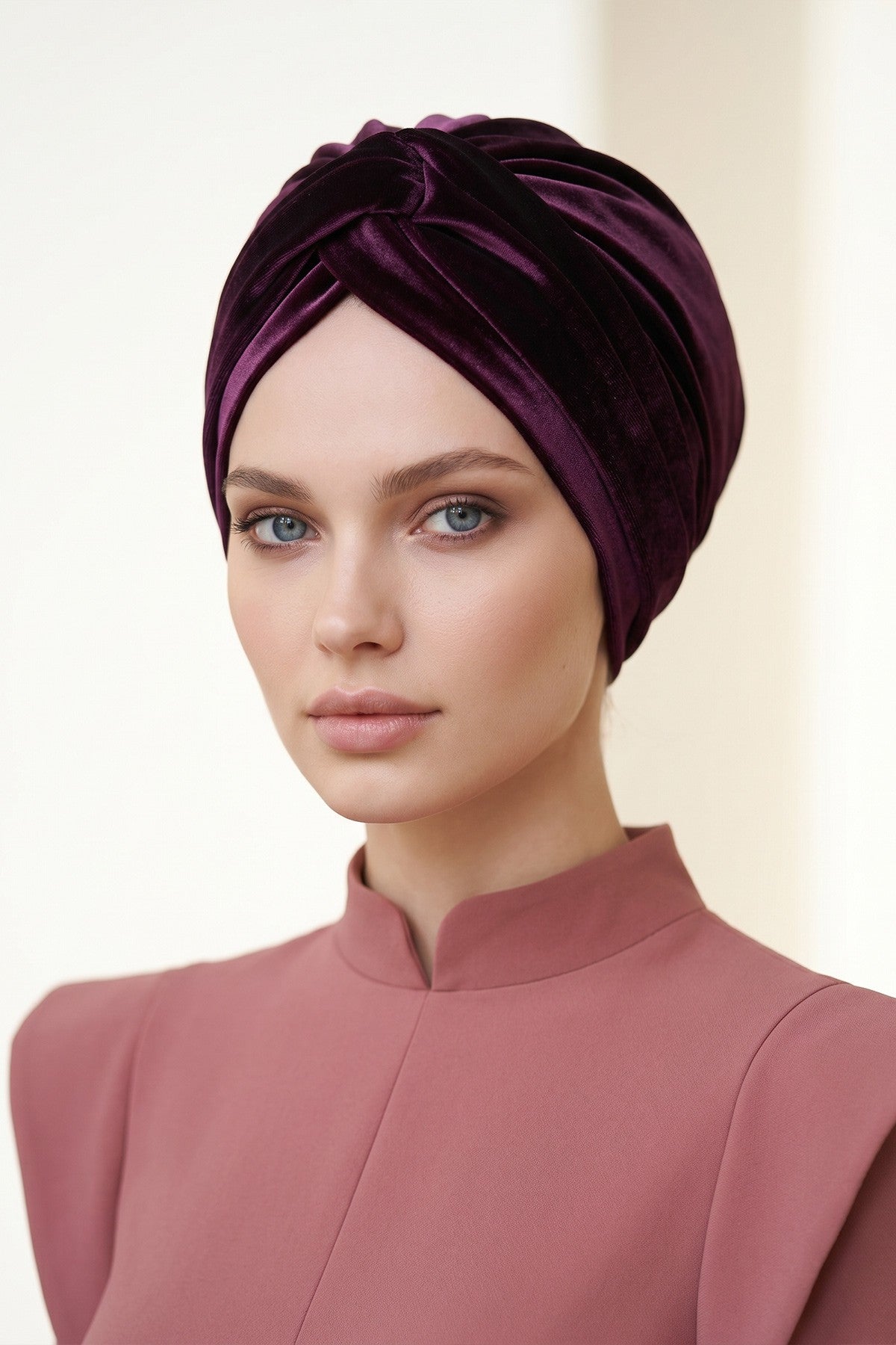 Samt-Turban-Hijab im Maharadscha-Stil für Frauen, elegantes vorgebundenes Samt-Kopftuch, luxuriöse, leichte, bescheidene Hijab-Kopfbedeckung,B-4K