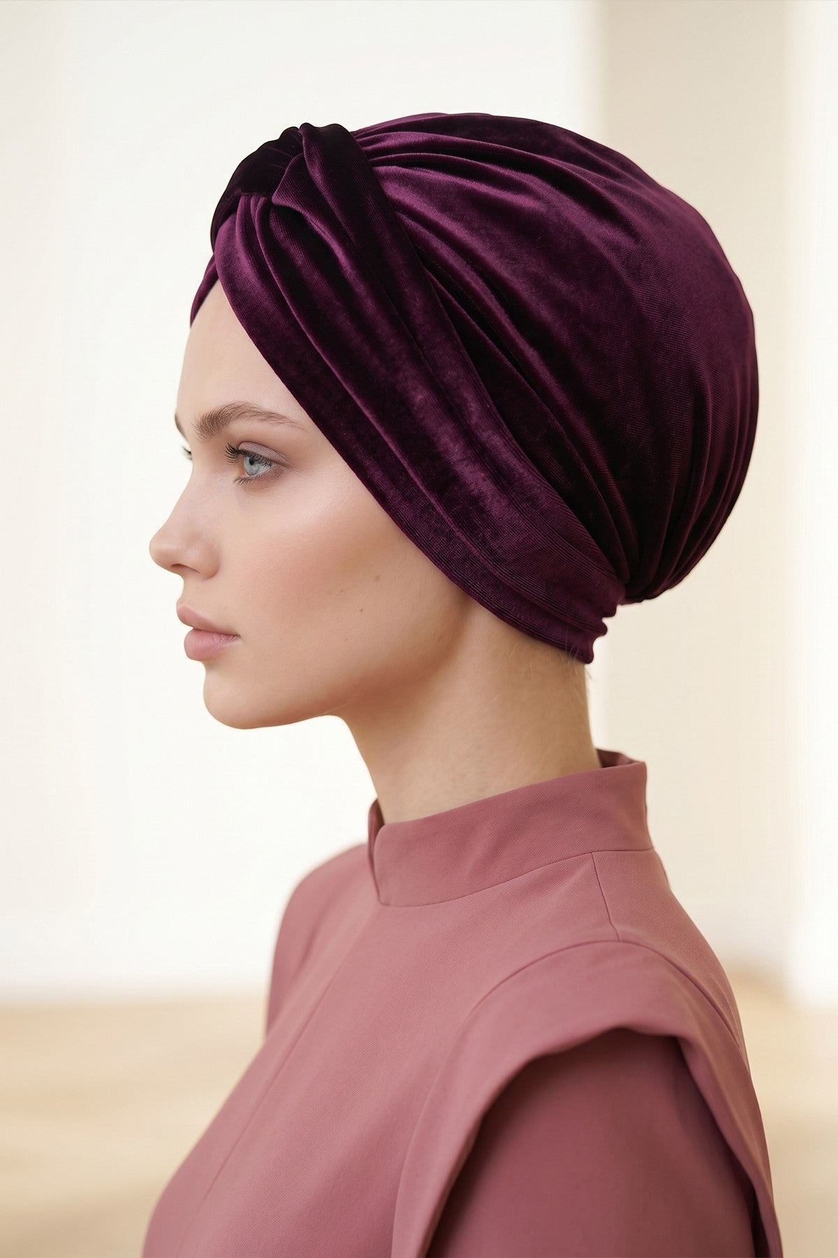 Samt-Turban-Hijab im Maharadscha-Stil für Frauen, elegantes vorgebundenes Samt-Kopftuch, luxuriöse, leichte, bescheidene Hijab-Kopfbedeckung,B-4K