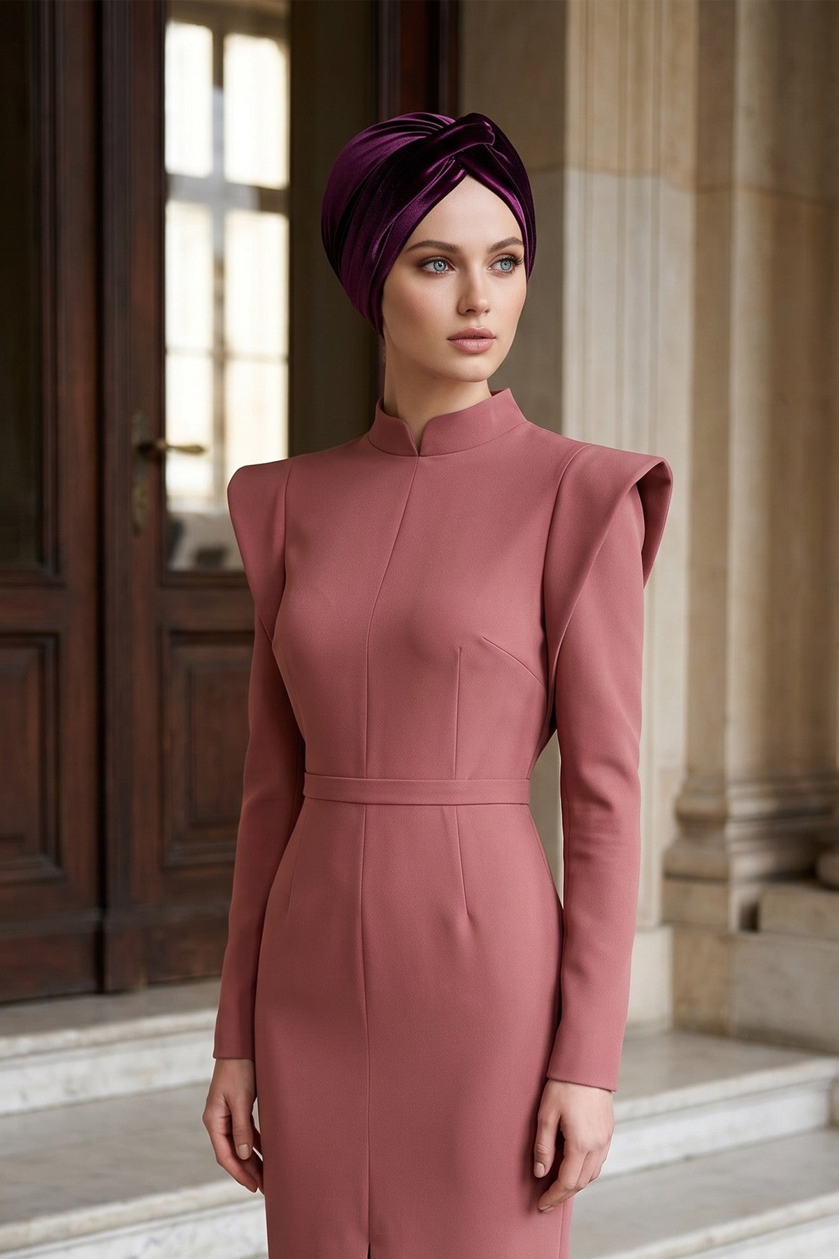Samt-Turban-Hijab im Maharadscha-Stil für Frauen, elegantes vorgebundenes Samt-Kopftuch, luxuriöse, leichte, bescheidene Hijab-Kopfbedeckung,B-4K