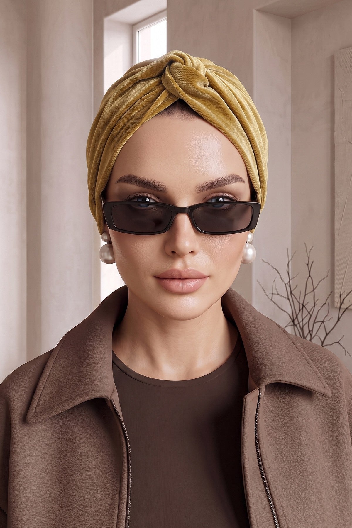 Samt-Turban-Hijab im Maharadscha-Stil für Frauen, elegantes vorgebundenes Samt-Kopftuch, luxuriöse, leichte, bescheidene Hijab-Kopfbedeckung,B-4K