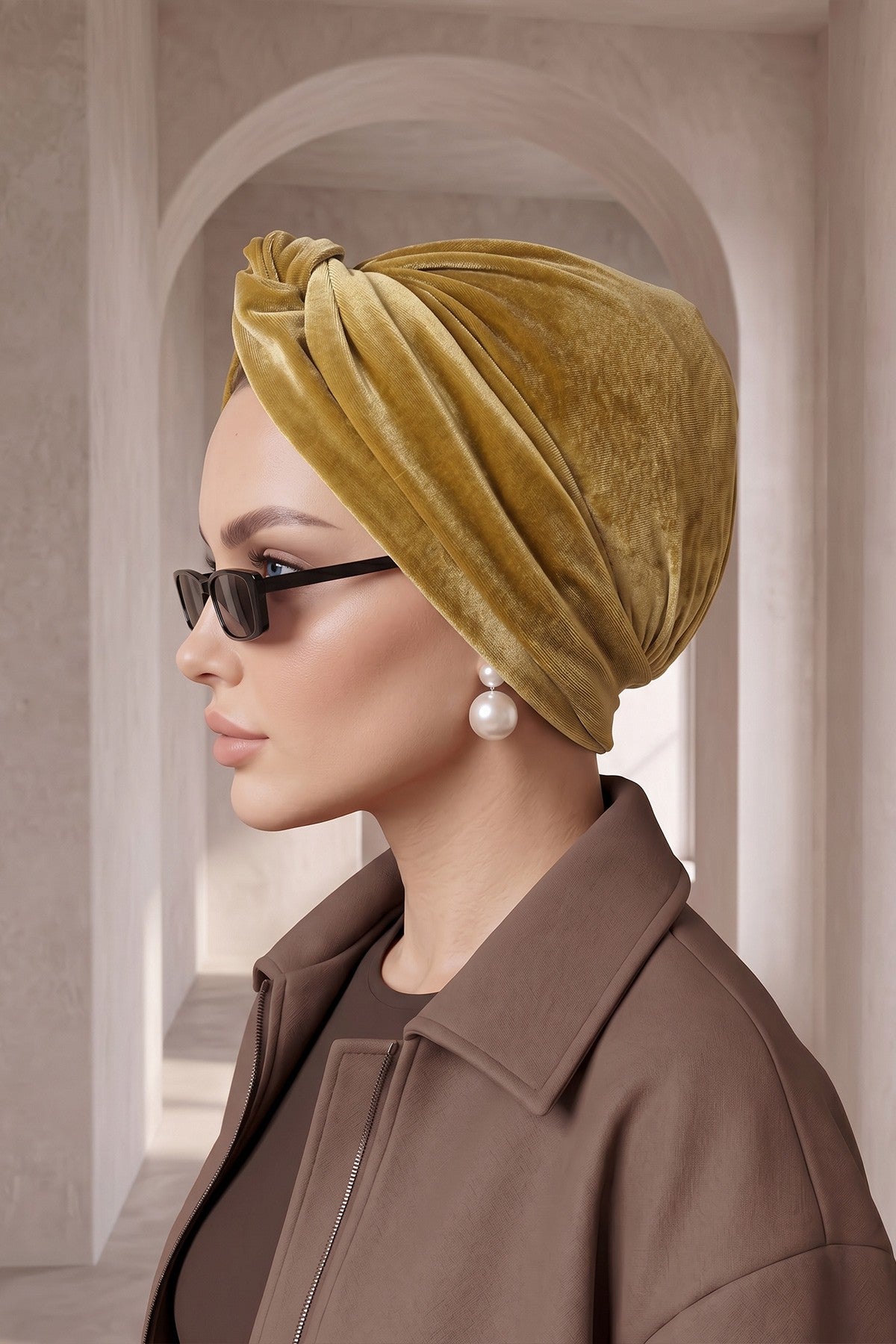 Samt-Turban-Hijab im Maharadscha-Stil für Frauen, elegantes vorgebundenes Samt-Kopftuch, luxuriöse, leichte, bescheidene Hijab-Kopfbedeckung,B-4K