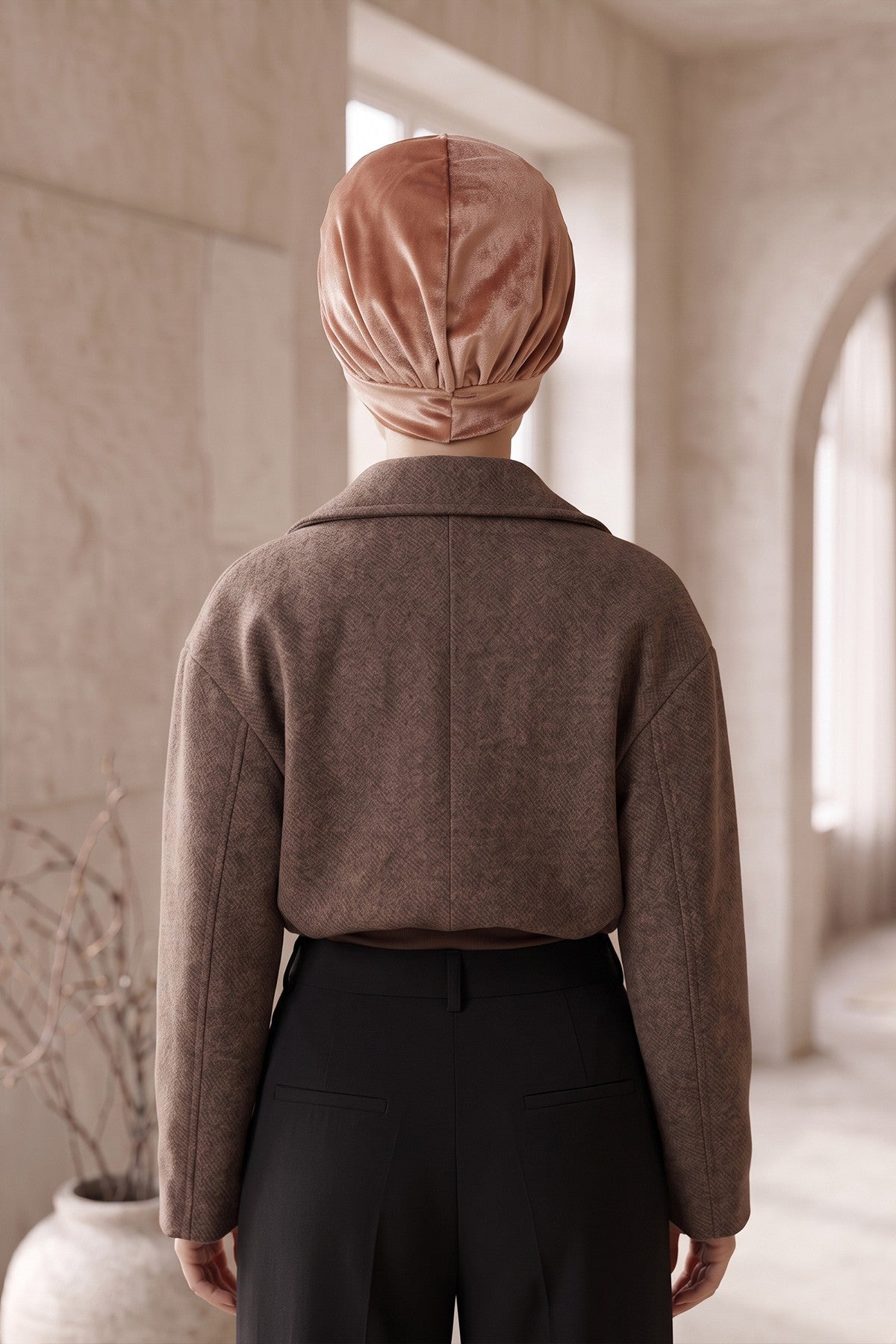 Samt-Turban-Hijab im Maharadscha-Stil für Frauen, elegantes vorgebundenes Samt-Kopftuch, luxuriöse, leichte, bescheidene Hijab-Kopfbedeckung,B-4K