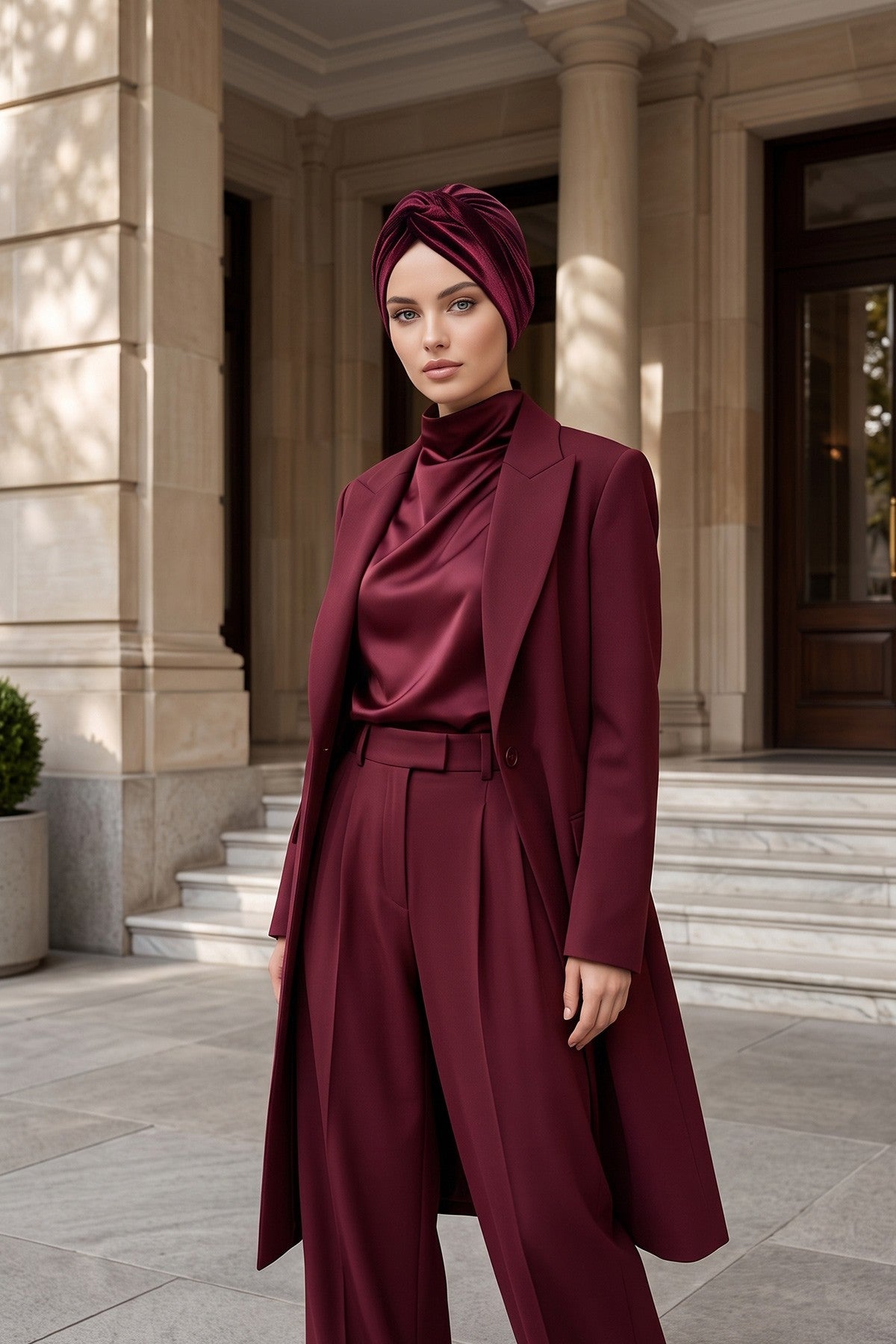 Samt-Turban-Hijab im Maharadscha-Stil für Frauen, elegantes vorgebundenes Samt-Kopftuch, luxuriöse, leichte, bescheidene Hijab-Kopfbedeckung,B-4K
