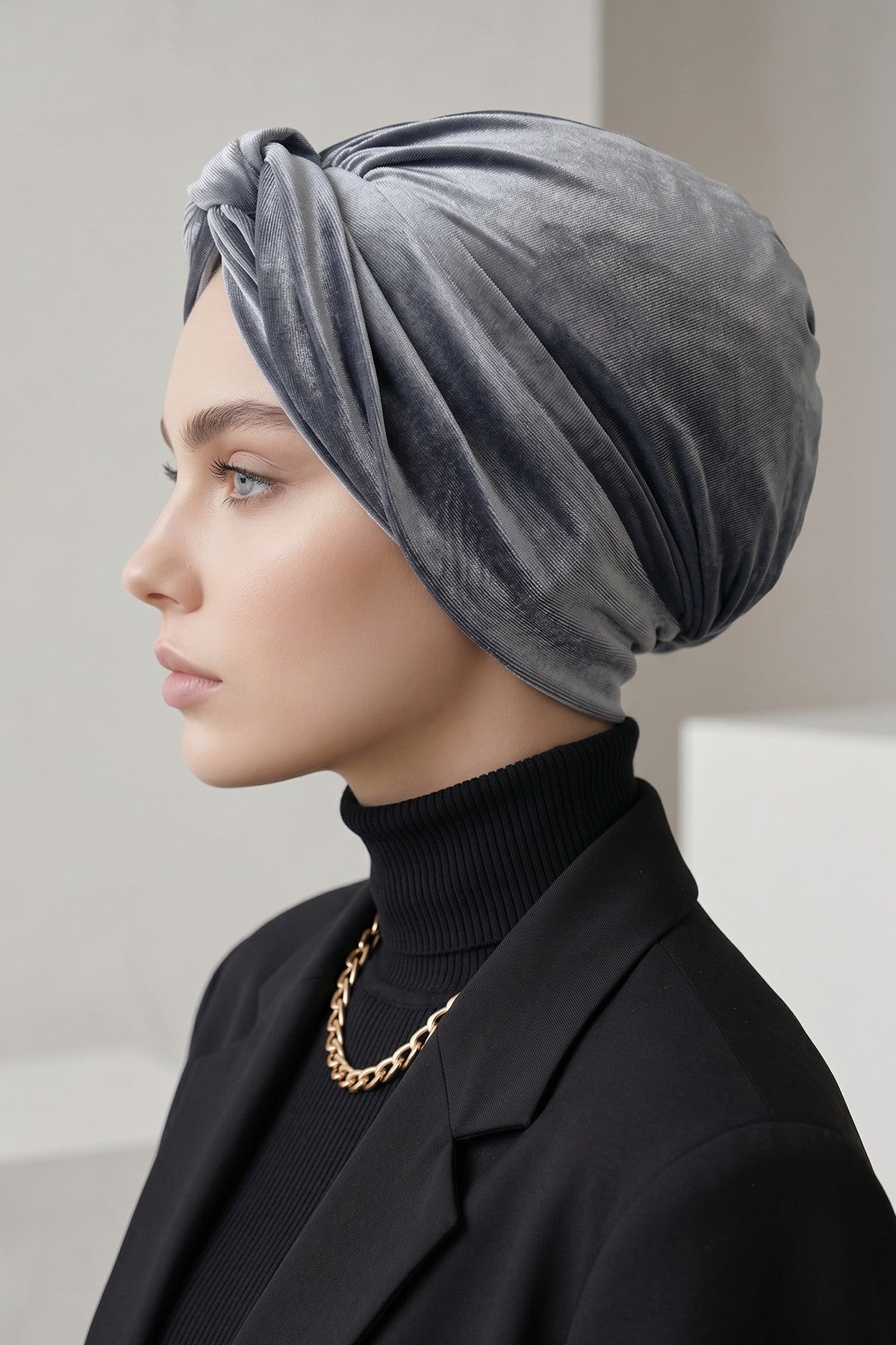 Samt-Turban-Hijab im Maharadscha-Stil für Frauen, elegantes vorgebundenes Samt-Kopftuch, luxuriöse, leichte, bescheidene Hijab-Kopfbedeckung,B-4K