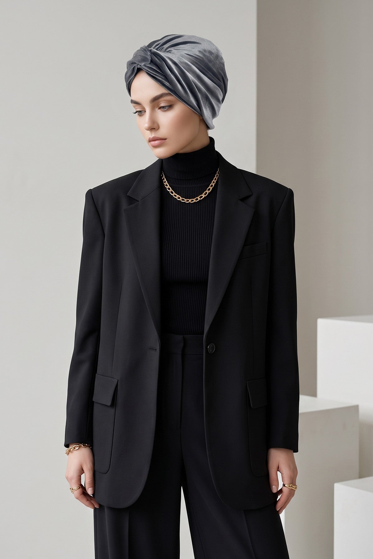 Samt-Turban-Hijab im Maharadscha-Stil für Frauen, elegantes vorgebundenes Samt-Kopftuch, luxuriöse, leichte, bescheidene Hijab-Kopfbedeckung,B-4K