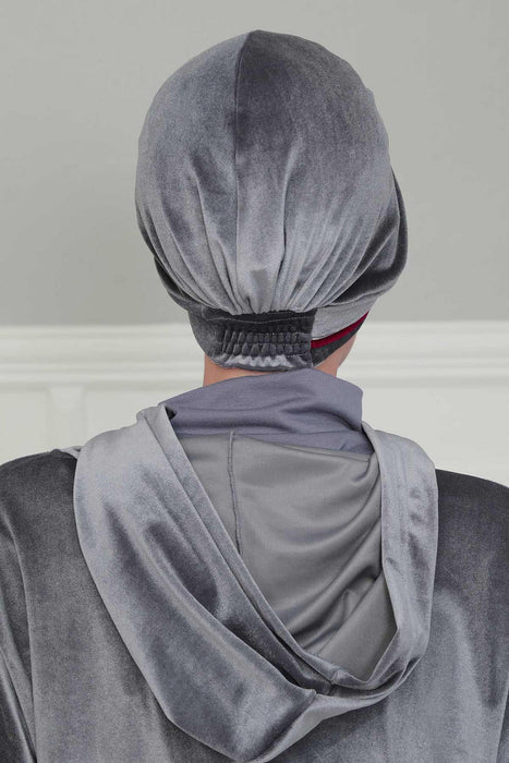 Velvet Two Colors Instant Turban Hijab for Women, Super Soft and Stylish Head Cover, Easy to Wear Velvet Chemo Headwear for Women,B-23K