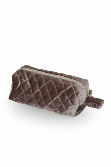 Velvet Zippered Makeup Bag with Handle, 7.9 x 4 Inches (20x10 cm.) Handmade Cosmetic Handbag, Elegant Soft Touch Makeup Bag for Women,CMK-7