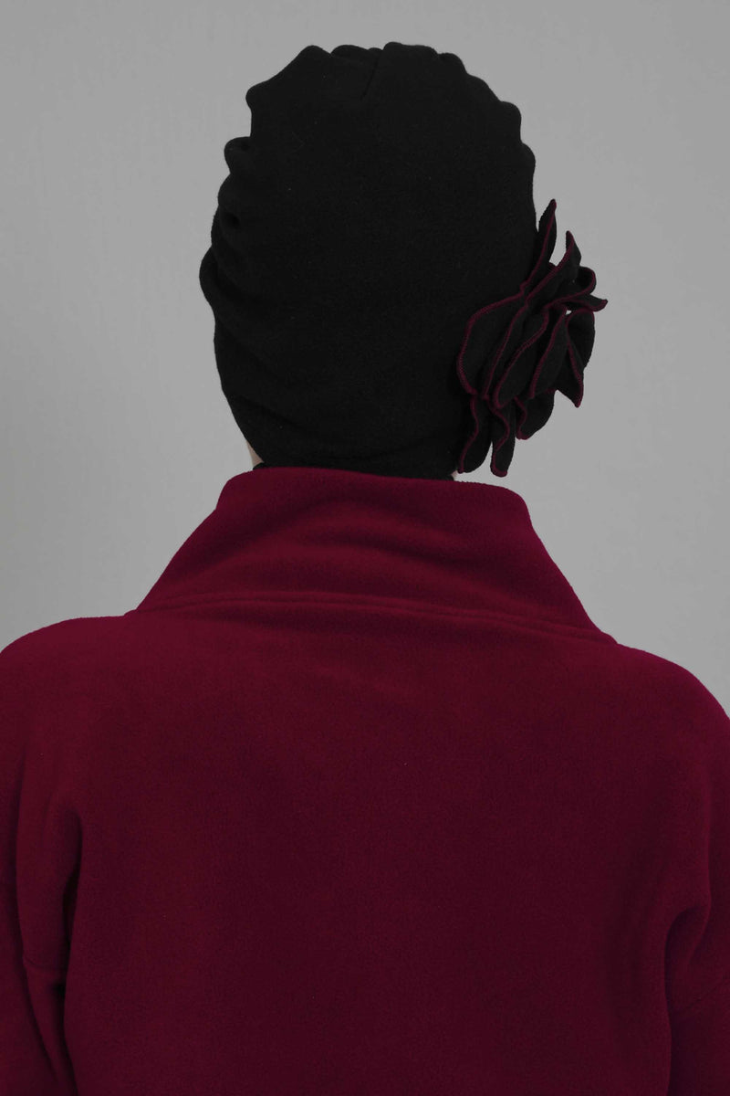 Elegant Rose Embellished Instant Turban for Women, Floral Soft Instant Turban with a Huge Handmade Rose Figure, Winter Instant Turban,B-61