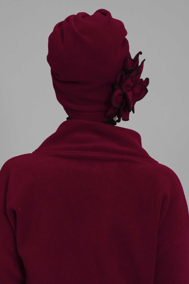 Elegant Rose Embellished Instant Turban for Women, Floral Soft Instant Turban with a Huge Handmade Rose Figure, Winter Instant Turban,B-61