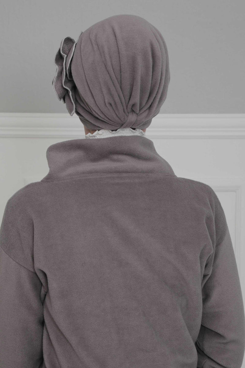 Elegant Rose Embellished Instant Turban for Women, Floral Soft Instant Turban with a Huge Handmade Rose Figure, Winter Instant Turban,B-61