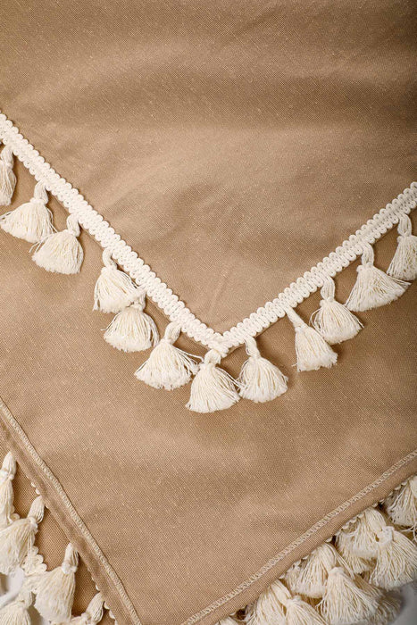 Böhmische Tischdecke aus Baumwollquaste, Weihnachtstischdecke mit schönen Quasten, 63 x 87 Zoll, Baumwollmischung, Tischdecke für gemütliche Küchen, M-1B