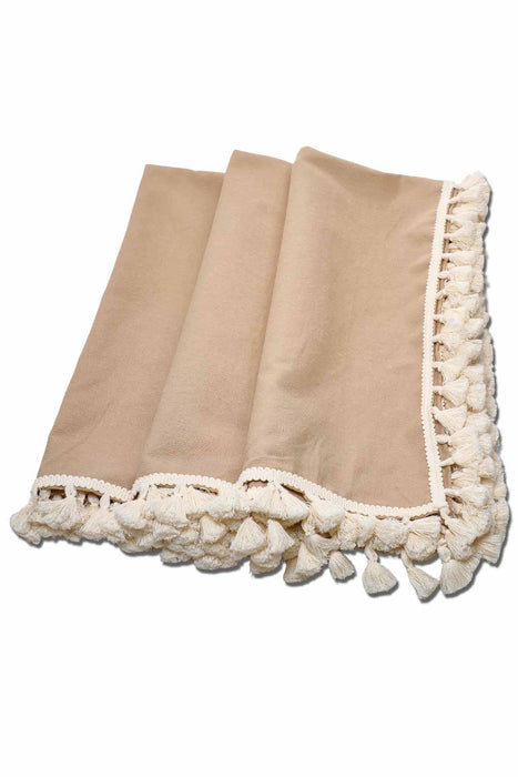 Boho Style Tassel Tablecloth, 59x79 Inches Tasseled Cotton Kitchen Tablecloth adorned with Tassels, Modern Kitchen Table Decoration,M-1K
