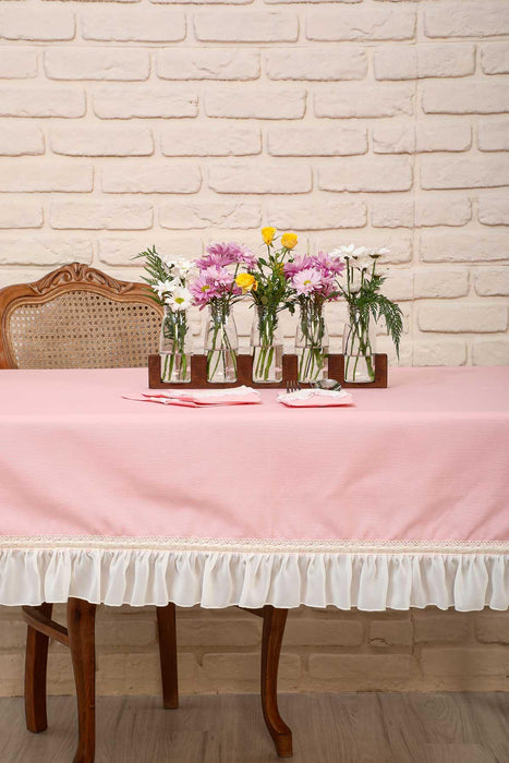 Rüschentischdecke im Cottage-Core-Stil mit Spitzendetails, Rüschentischdecke im Shabby-Chic-Stil für moderne Küchendekorationen, Baumwolltischdecke,M-2K