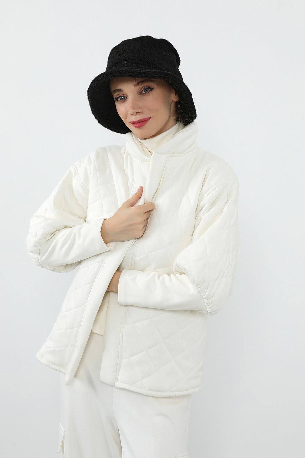Winter Felted Wool Bucket Hat for Women, Warm and Soft Modest-Friendly Design Winter Bucket Hat,B-99DK