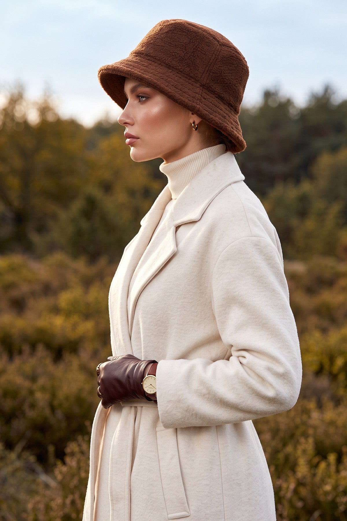Winter Felted Wool Bucket Hat for Women, Warm and Soft Modest-Friendly Design Winter Bucket Hat,B-99DK