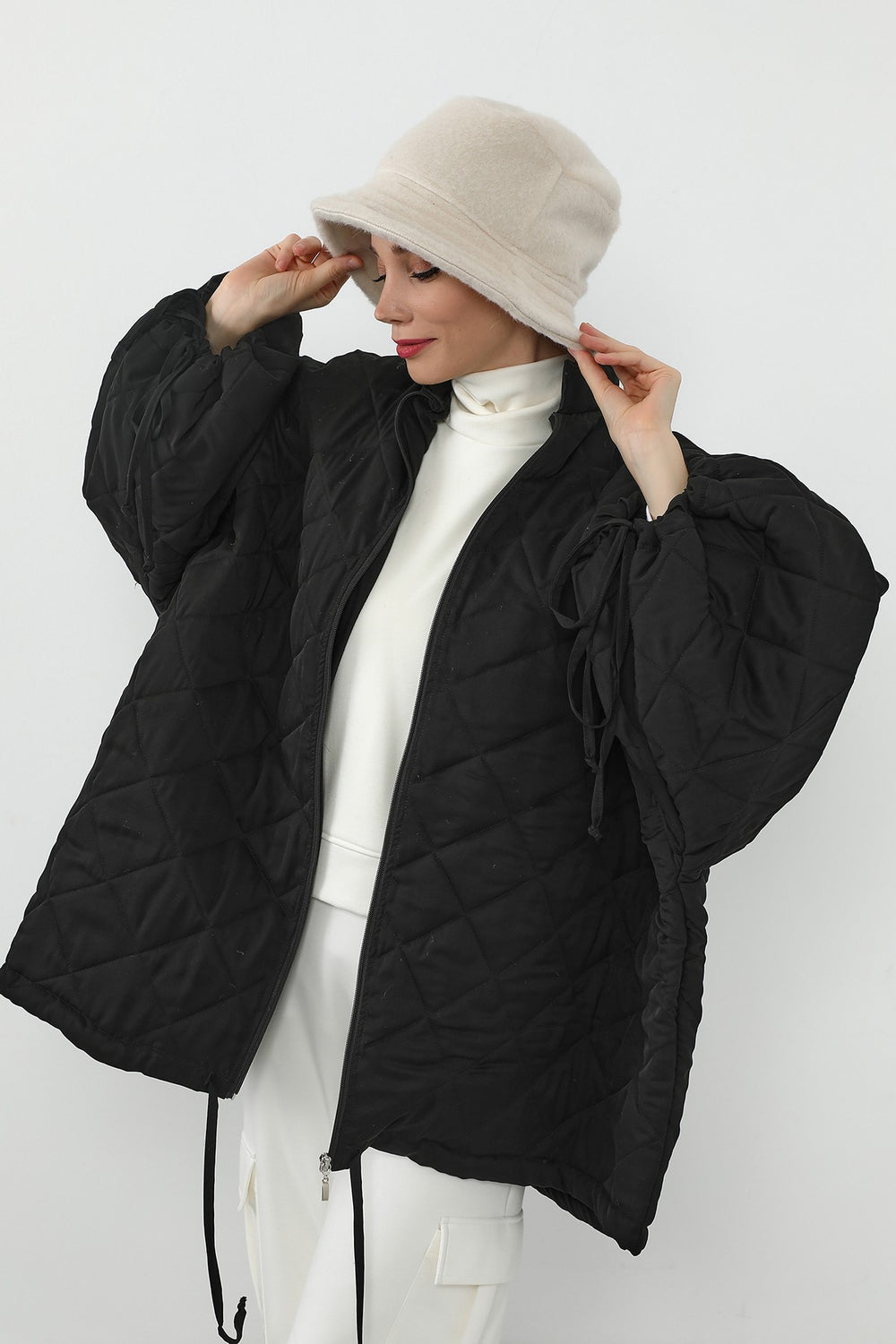 Winter Felted Wool Bucket Hat for Women, Warm and Soft Modest-Friendly Design Winter Bucket Hat,B-99DK