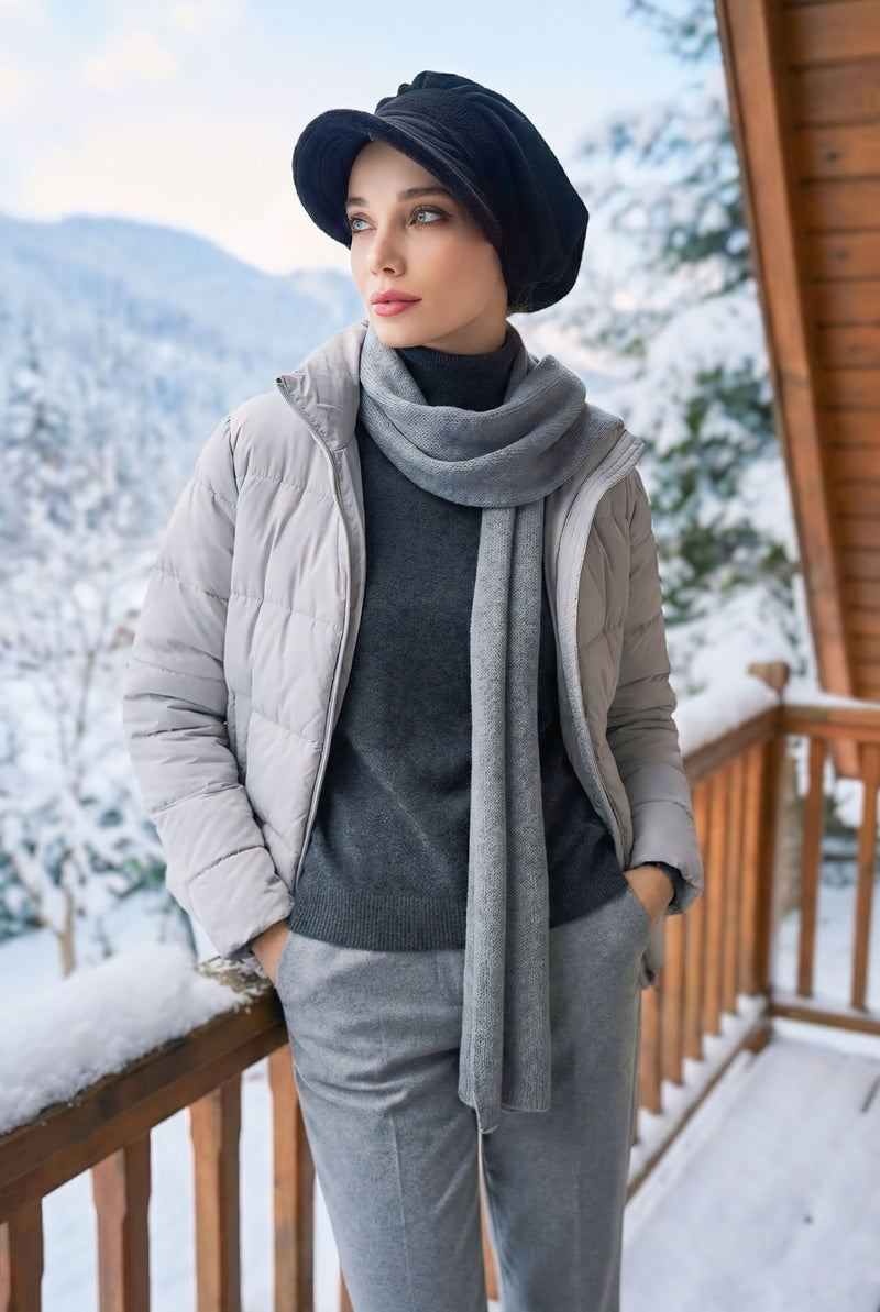 Winter Felted Wool Visor Women Turban Hat, Modest-Friendly Women Turban Hat for Cold Weathers,B-73DK