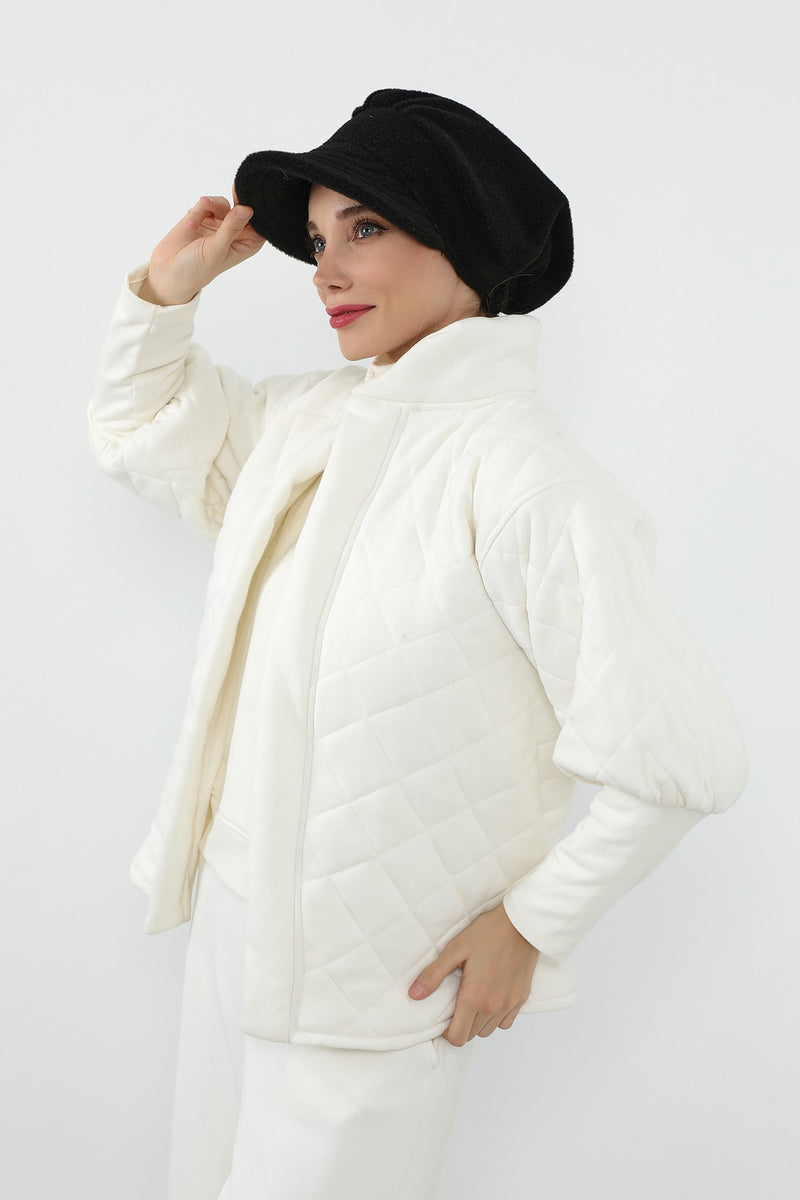 Winter Felted Wool Visor Women Turban Hat, Modest-Friendly Women Turban Hat for Cold Weathers,B-73DK