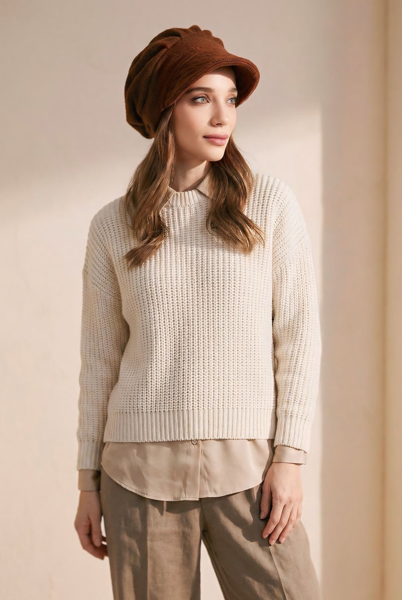 Winter Felted Wool Visor Women Turban Hat, Modest-Friendly Women Turban Hat for Cold Weathers,B-73DK