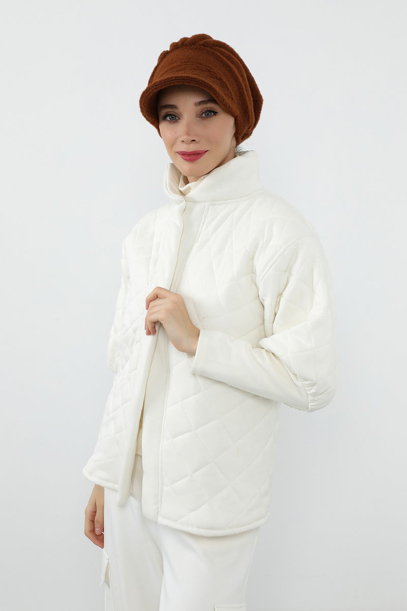 Winter Felted Wool Visor Women Turban Hat, Modest-Friendly Women Turban Hat for Cold Weathers,B-73DK