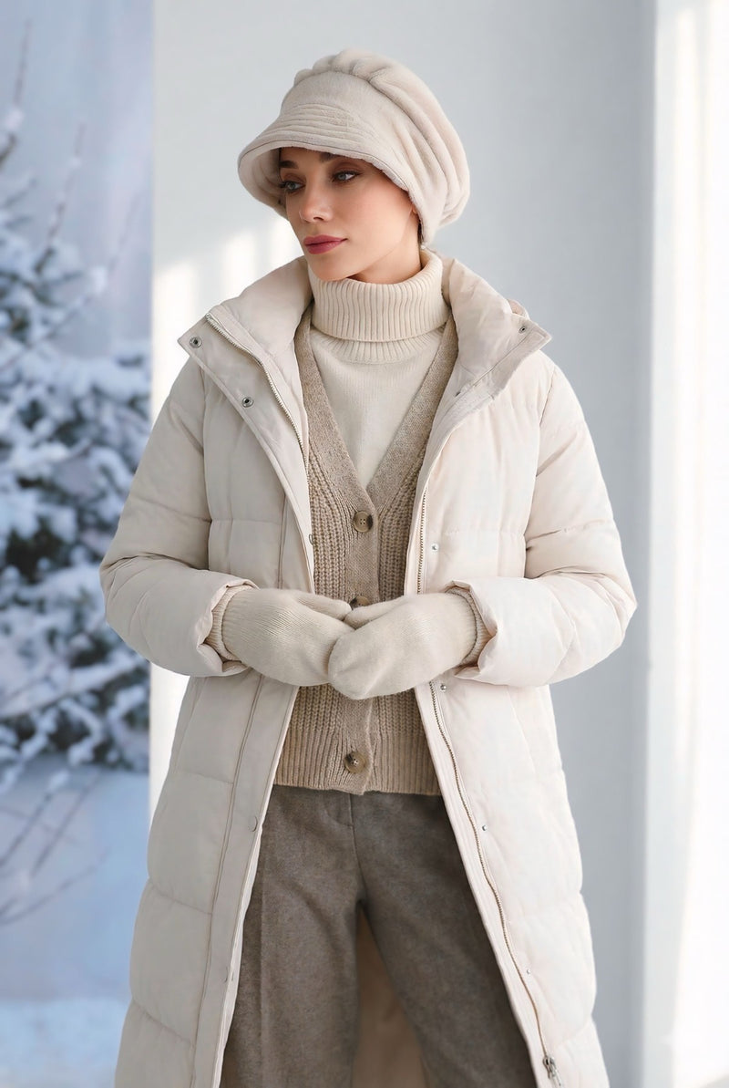 Winter Felted Wool Visor Women Turban Hat, Modest-Friendly Women Turban Hat for Cold Weathers,B-73DK