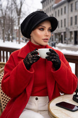 Winter Felted Wool Visor Women Turban Hat, Modest-Friendly Women Turban Hat for Cold Weathers,B-73DK Black