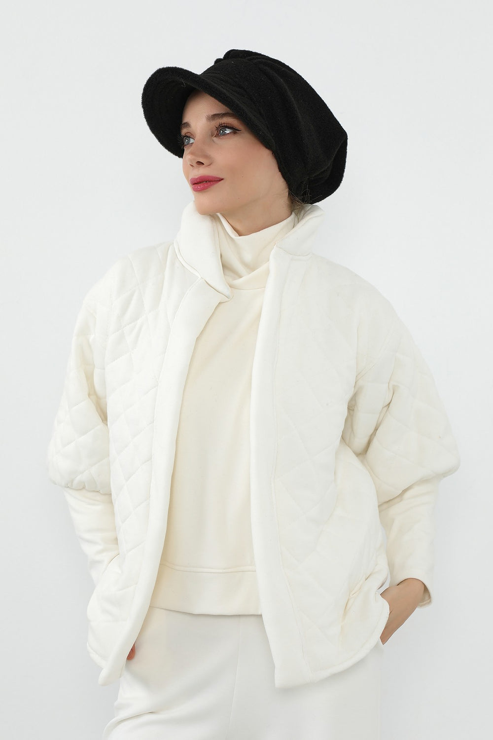 Winter Felted Wool Visor Women Turban Hat, Modest-Friendly Women Turban Hat for Cold Weathers,B-73DK