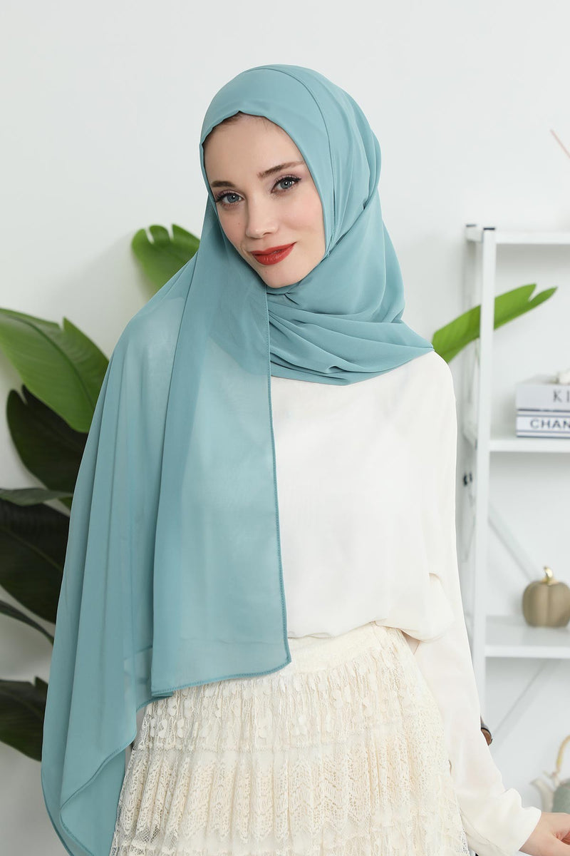 Women Instant Chiffon Shawl Modesty Turban Hijab Head Wrap Ready to Wear Women Headscarf made from Chiffon Fabric with Color Options,PS-11