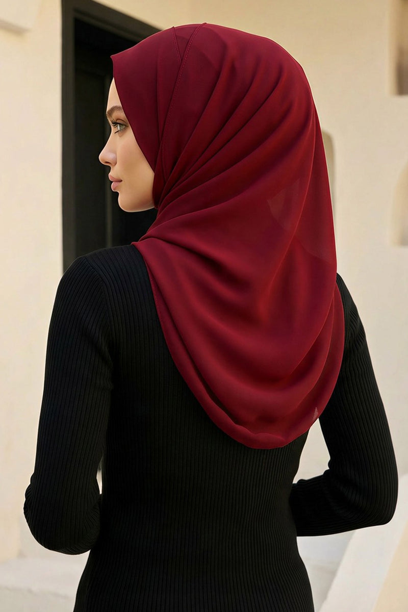 Women Instant Chiffon Shawl Modesty Turban Hijab Head Wrap Ready to Wear Women Headscarf made from Chiffon Fabric with Color Options,PS-11