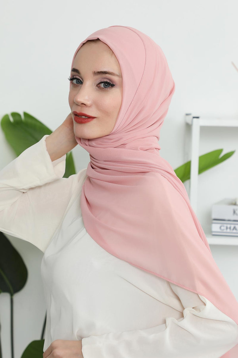 Women Instant Chiffon Shawl Modesty Turban Hijab Head Wrap Ready to Wear Women Headscarf made from Chiffon Fabric with Color Options,PS-11