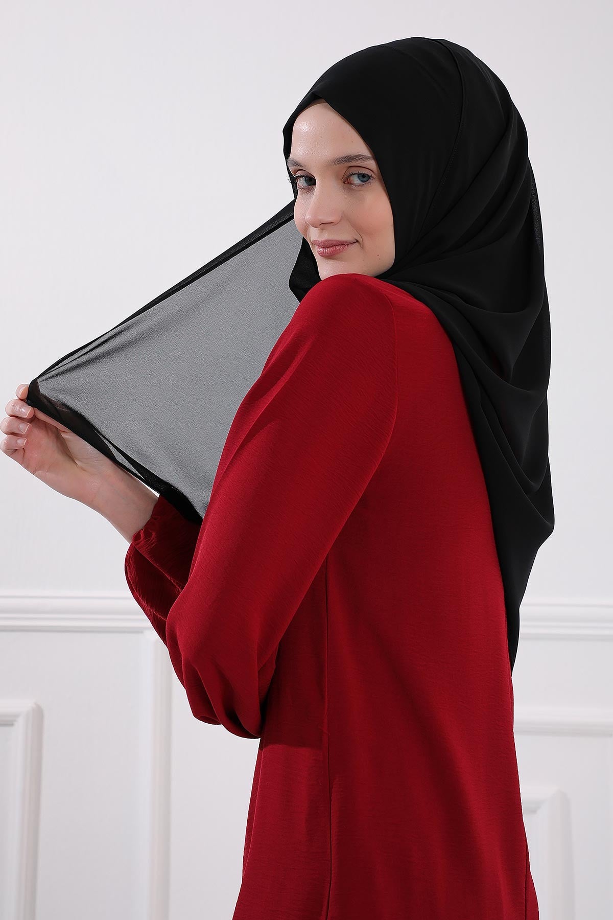 Women Instant Chiffon Shawl Modesty Turban Hijab Head Wrap Ready to Wear Women Headscarf made from Chiffon Fabric with Color Options,PS-11 Black