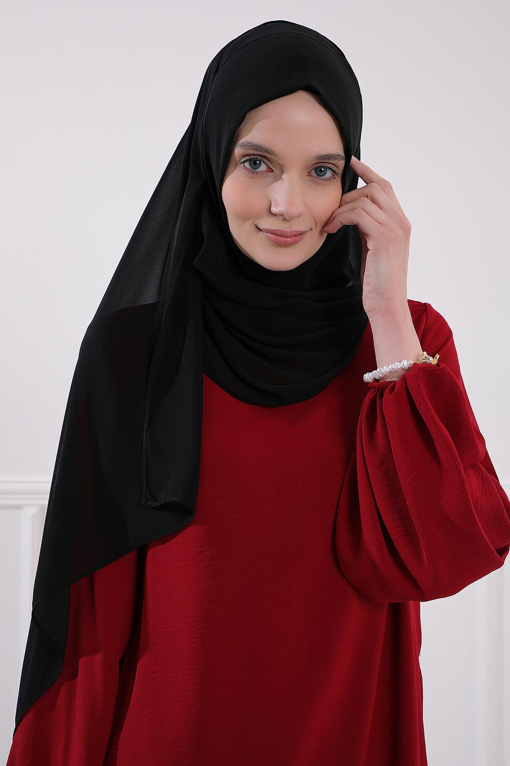 Women Instant Chiffon Shawl Modesty Turban Hijab Head Wrap Ready to Wear Women Headscarf made from Chiffon Fabric with Color Options,PS-11 Black