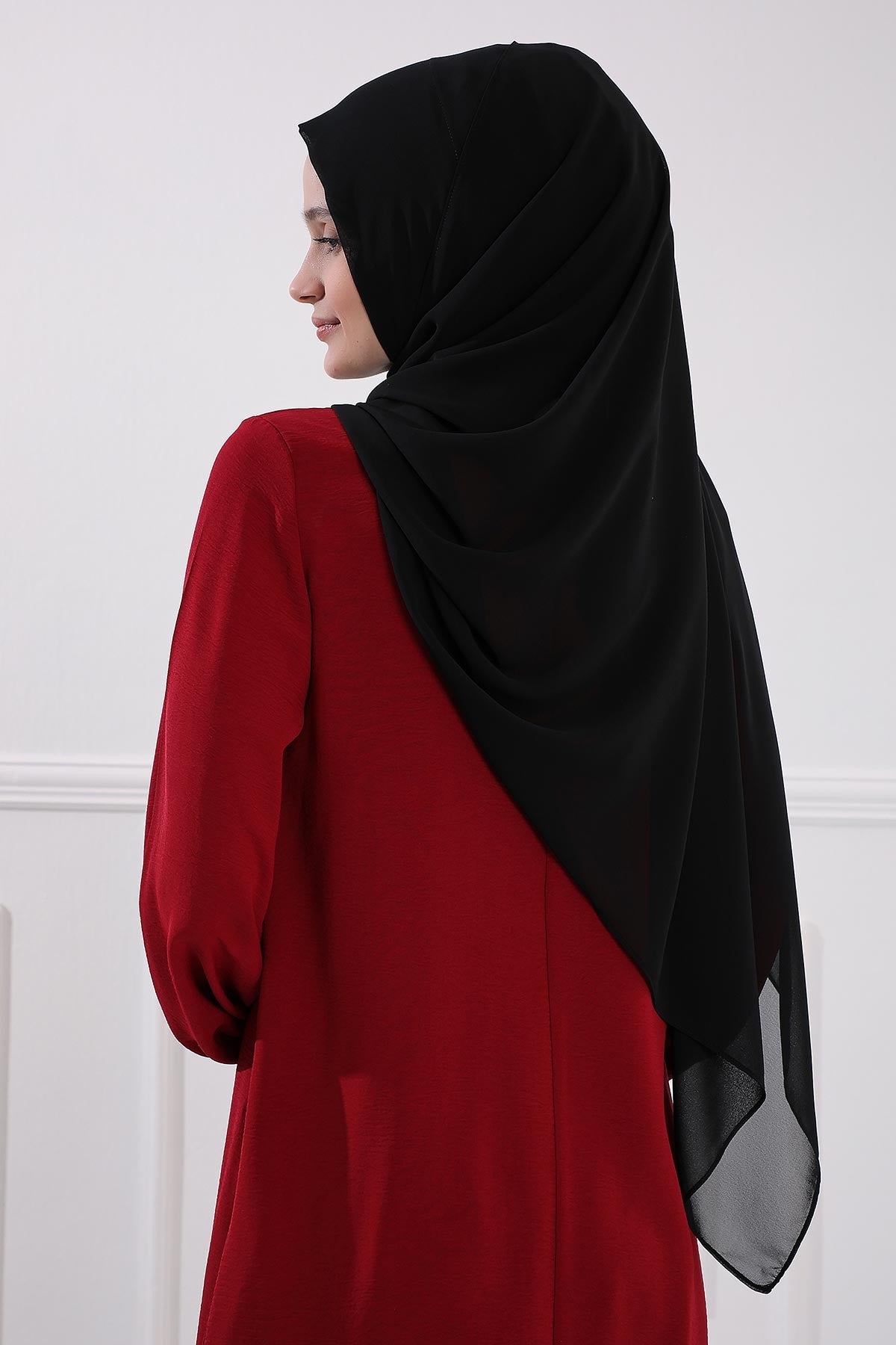 Women Instant Chiffon Shawl Modesty Turban Hijab Head Wrap Ready to Wear Women Headscarf made from Chiffon Fabric with Color Options,PS-11 Black
