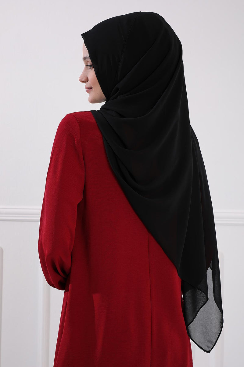 Women Instant Chiffon Shawl Modesty Turban Hijab Head Wrap Ready to Wear Women Headscarf made from Chiffon Fabric with Color Options,PS-11 Black